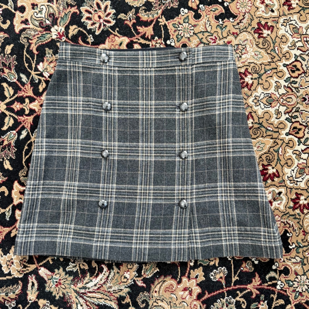 Banana Republic plaid wool blend mini skirt